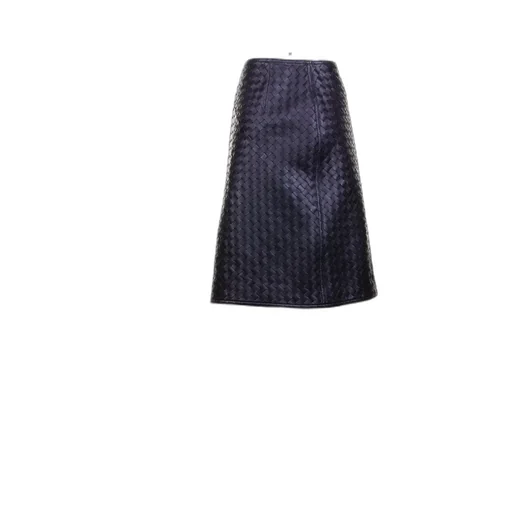 Intrecciato Leather Midi Skirt