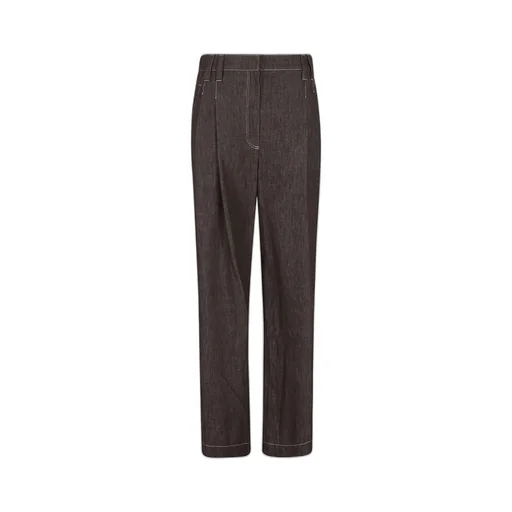 Box-Pleat Detailed Straight-Leg Trousers