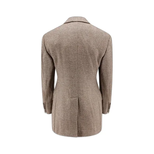 Double-Breasted Herringbone Tailored Blazer