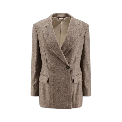 Double-Breasted Herringbone Tailored Blazer