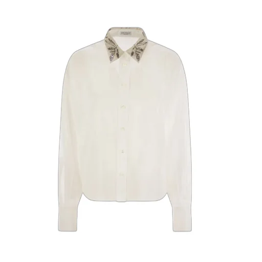 Floral Embroidered Long-Sleeved Shirt