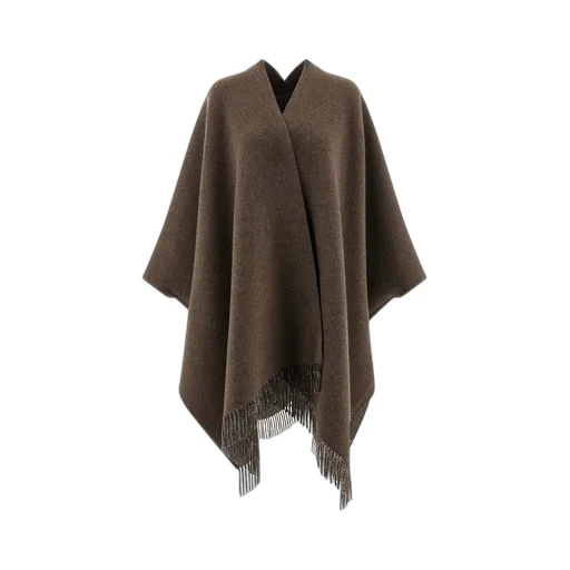 Reversible Fringed Poncho