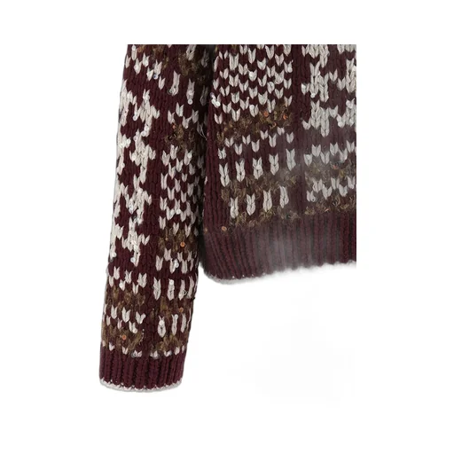 Sequin Embellished Mock Neck Sweater