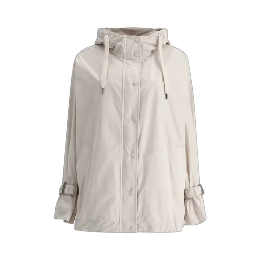 Long-Sleeved Drawstring Hooded Jacket