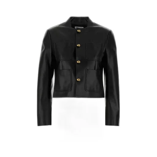 Knot Detailed Leather Blouson