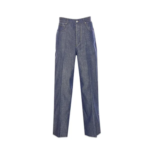 Denim Effect Wide Leg Trousers