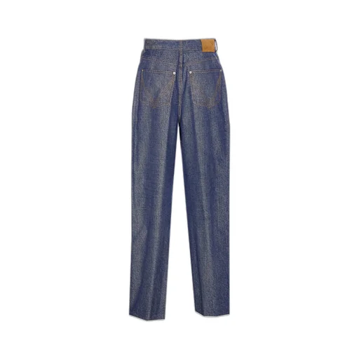 Denim Effect Wide Leg Trousers