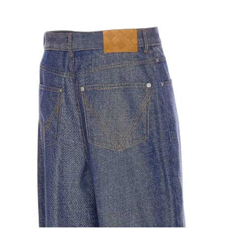 Denim Effect Wide Leg Trousers