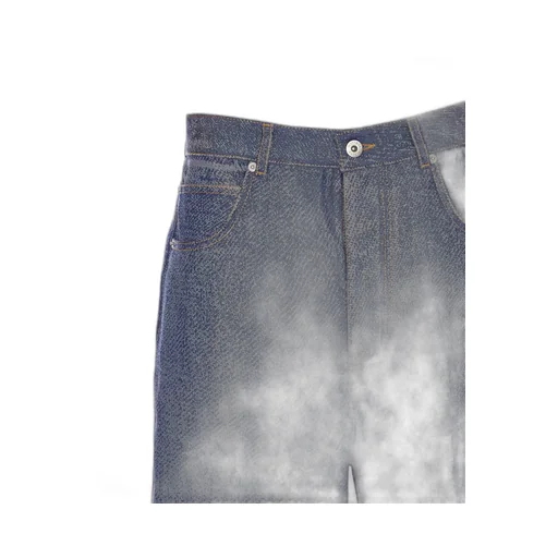 Denim Effect Wide Leg Trousers