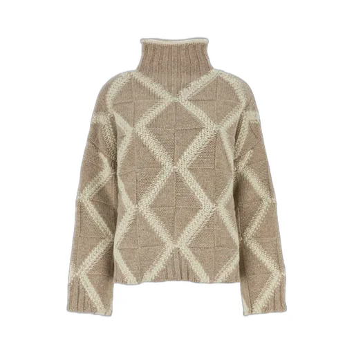 Argyle Intarsia Knit Turtleneck Jumper