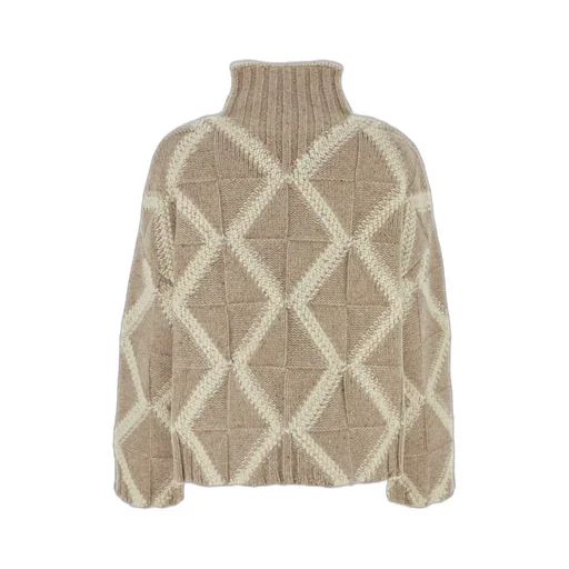 Argyle Intarsia Knit Turtleneck Jumper