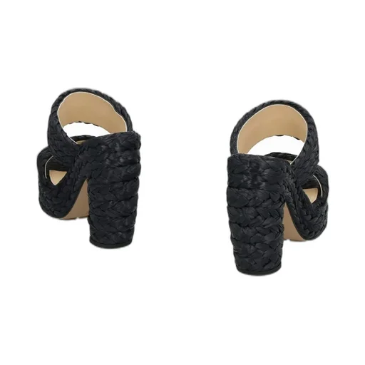 Woven Slip-On Heeled Sandals
