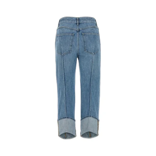 Buttoned Curved-Cut Jeans
