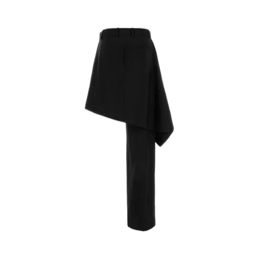 Buttoned Straight-Leg Skirt Trousers