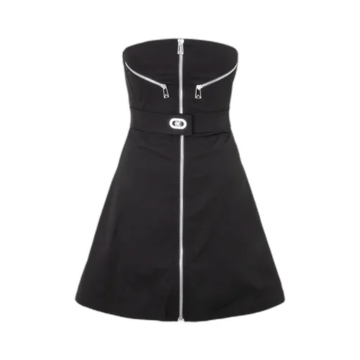 Zip-Detail Strapless Dress