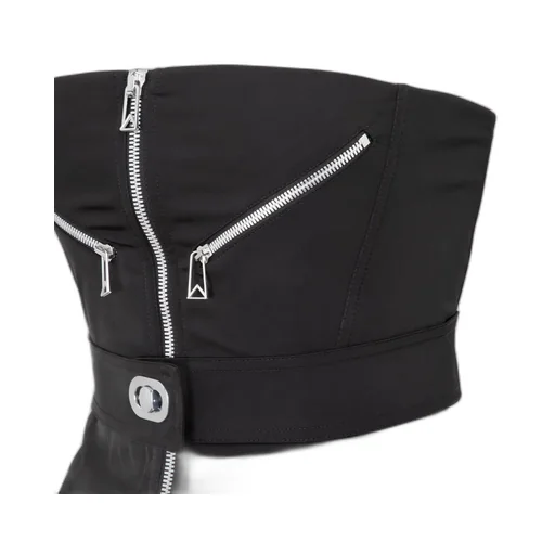 Zip-Detail Strapless Dress