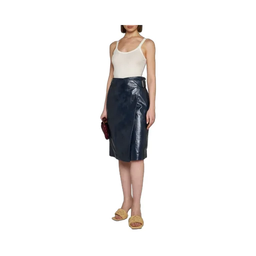 Embossed Leather Midi Skirt