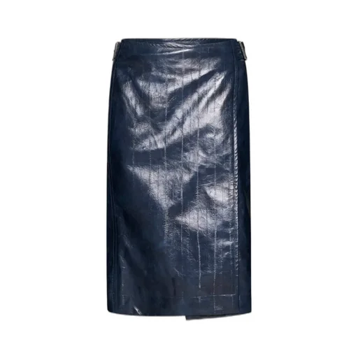 Embossed Leather Midi Skirt
