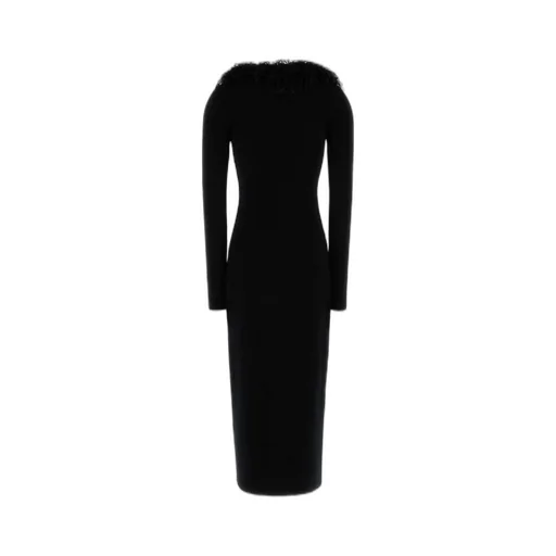 Shearling Detailed Ribbed Dress