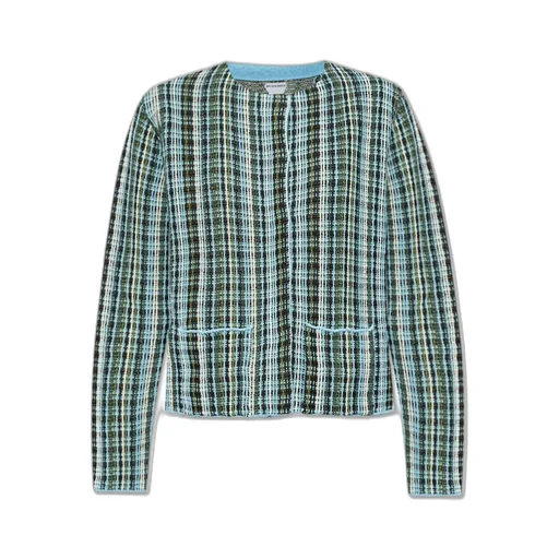 Checked Round Neck Cardigan