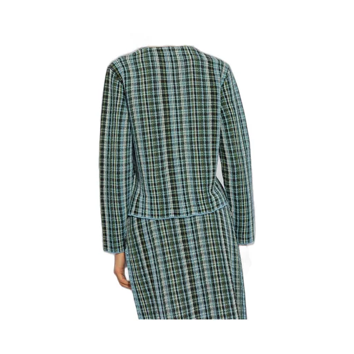 Checked Round Neck Cardigan