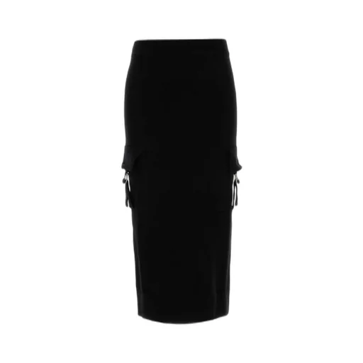 Cargo-Pocket Knitted Maxi Skirt