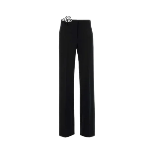 Lace-Insert Straight Leg Trousers