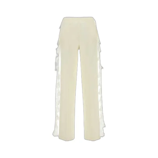 Lace-Detailed Draped Trousers
