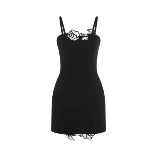 Rose-Embellished Strap Mini Dress