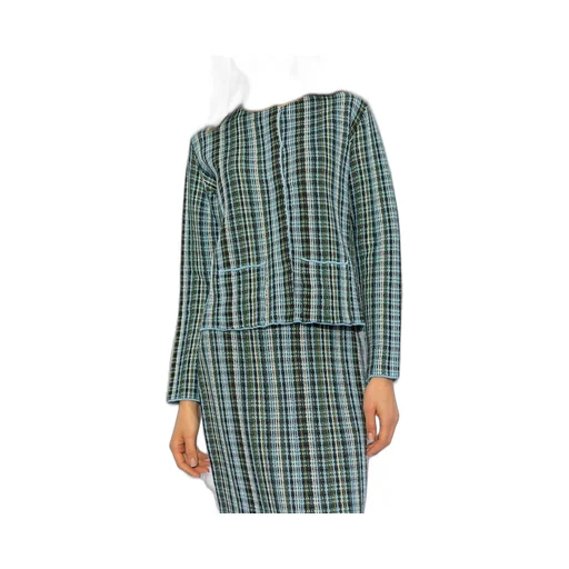 Checked Round Neck Cardigan