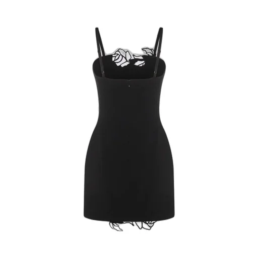 Rose-Embellished Strap Mini Dress