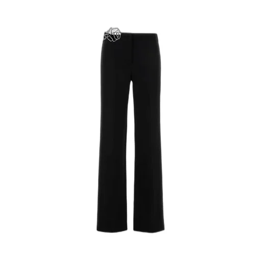 Lace-Embellished Flared Trousers
