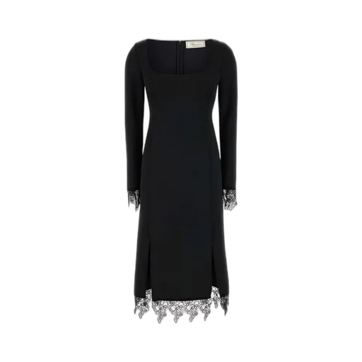 Lace-Detailed Zipped Midi Dress