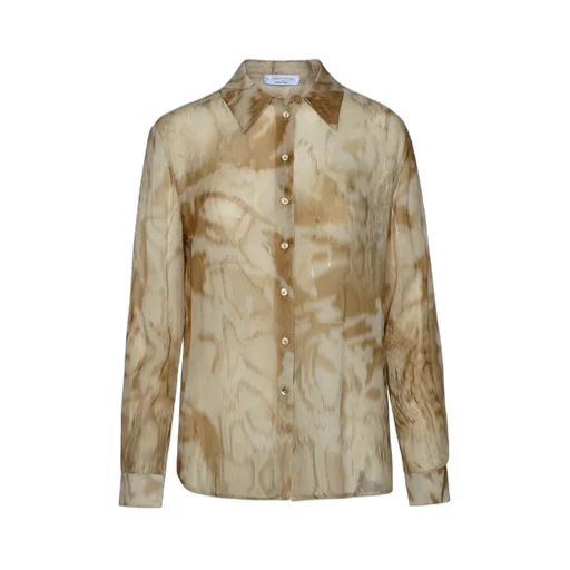 Patterned Button-Up Blouse