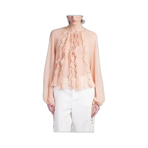 Semi-Sheer Ruffled Chiffon Blouse
