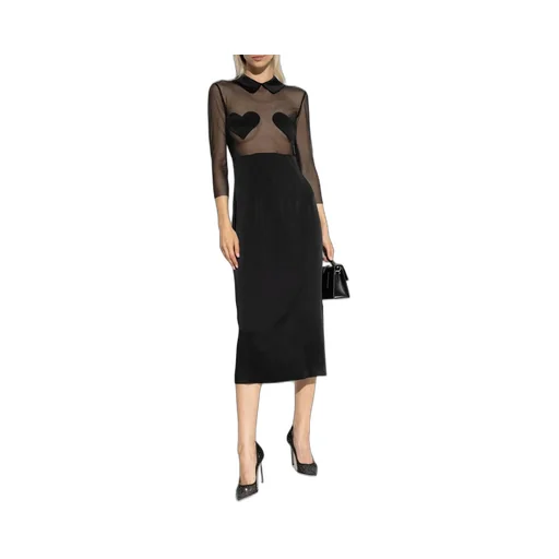 Heart-Patch Satin Midi Dress