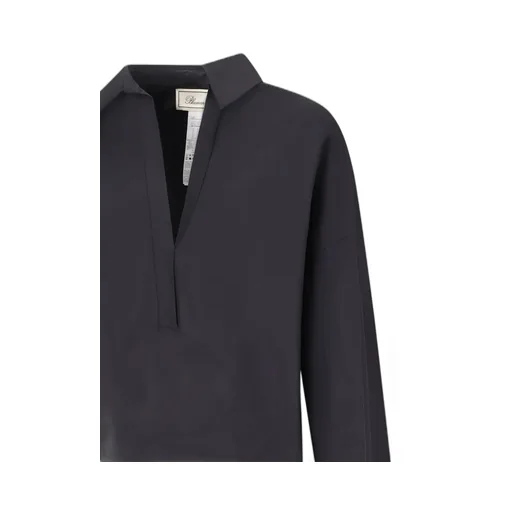 Tied-Cuff Polo-Neck Poplin Blouse