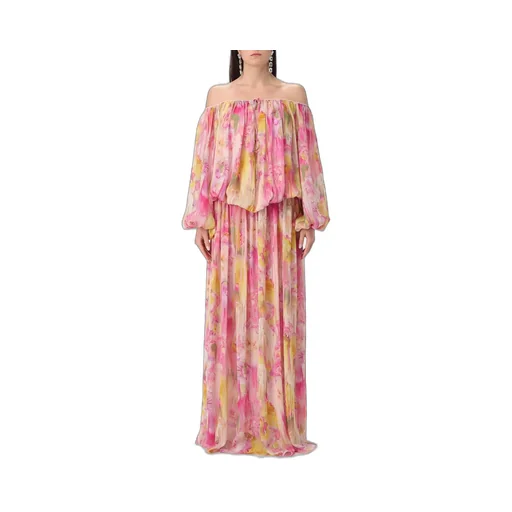 Floral-Printed Off-Shoulder Georgette Maxi Dress