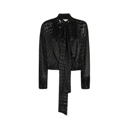 Printed Devore Criss-Cross Blouse