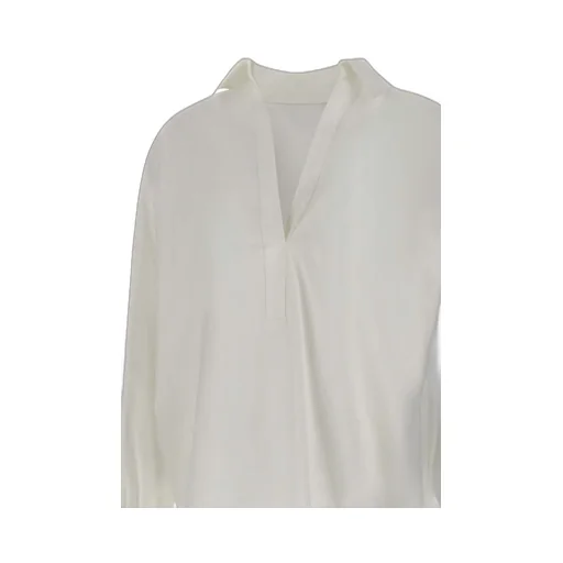 Tied-Cuff Polo-Neck Poplin Blouse