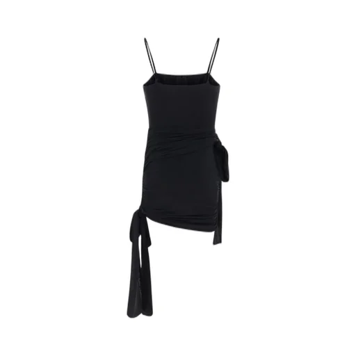 Bow Embellished Asymmetric Hem Mini Dress