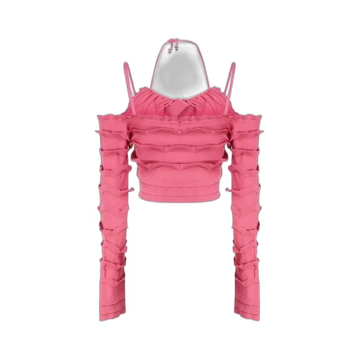 Knitted Ruffled Cropped Cardigan