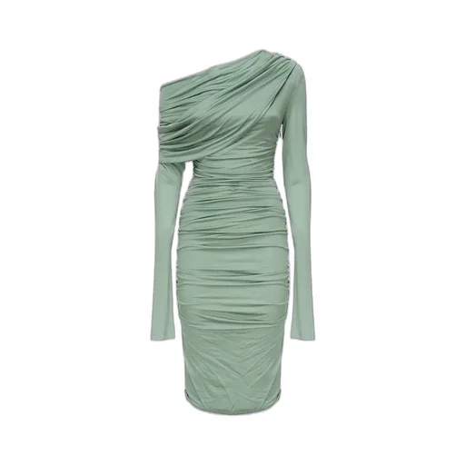 Pleated Draped Midi Dress