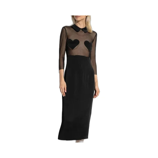 Heart-Patch Satin Midi Dress