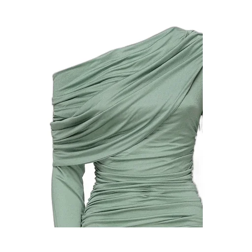 Pleated Draped Midi Dress