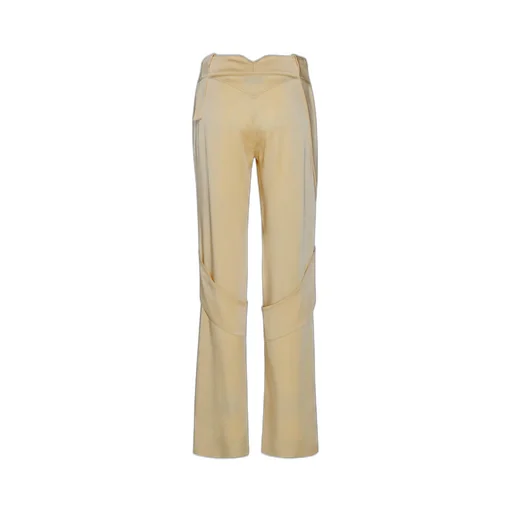 Mid-Waist Satin Cargo Trousers