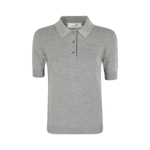 Short Sleeve Embellished Knitted Top