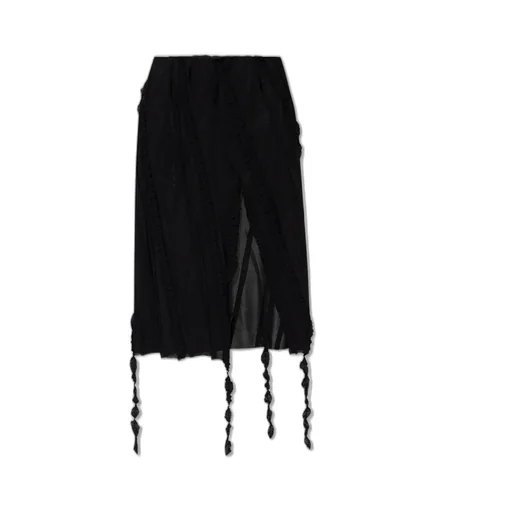 Decorative Trim Front Slit Midi Skirt