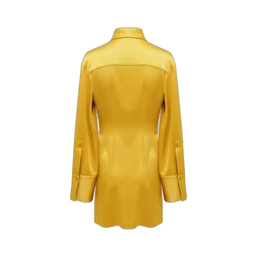 Long Sleeve Satin Mini Shirt Dress