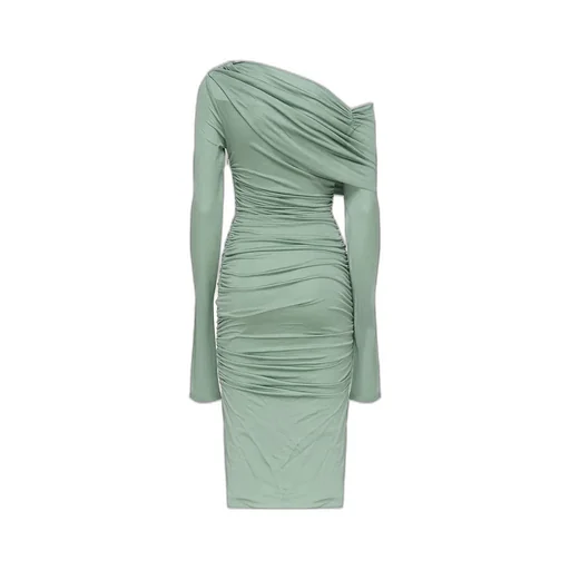 Pleated Draped Midi Dress